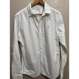 Allsaints Long Sleeve Button Up Shirt White Cotton Size L